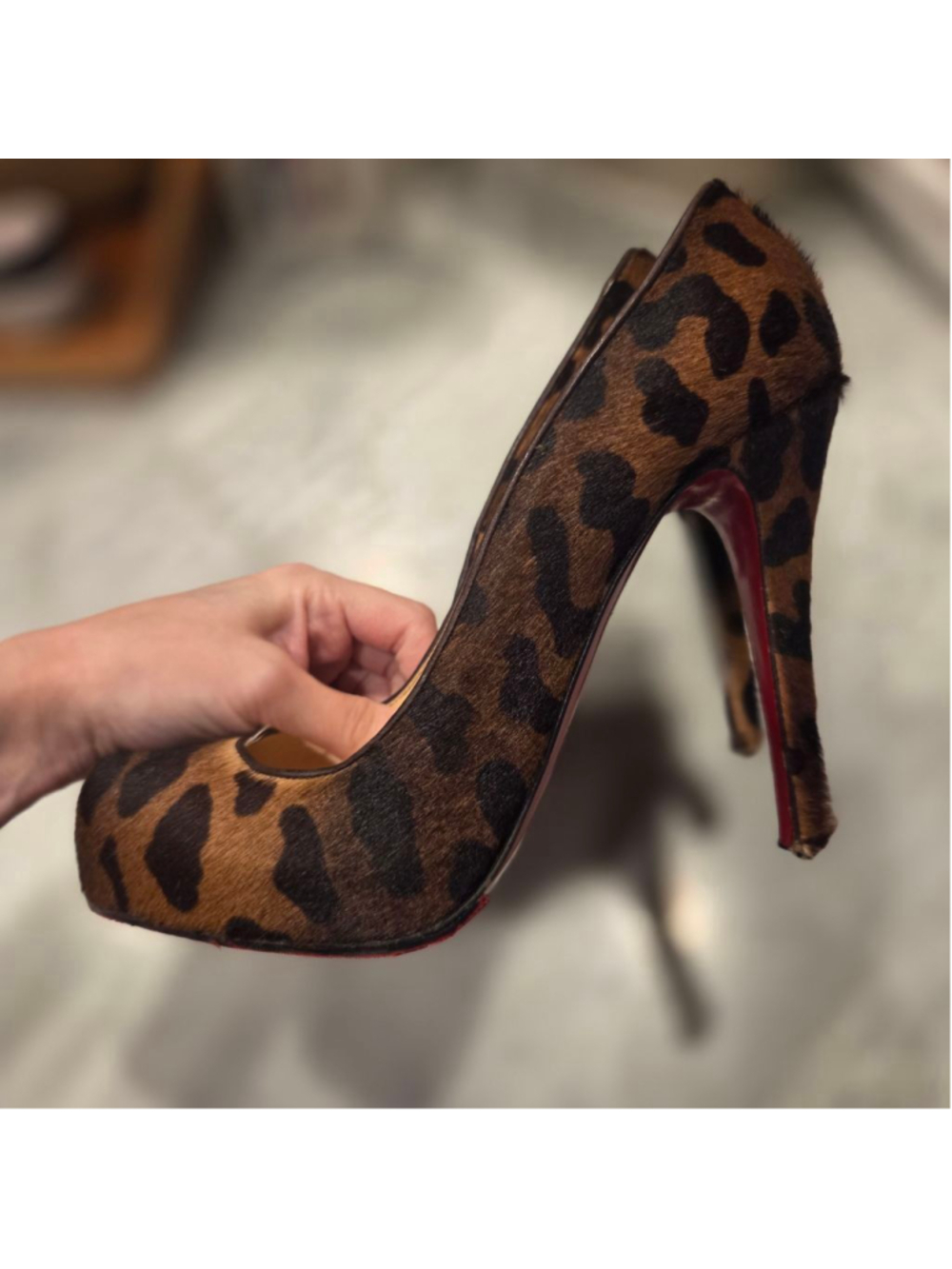 Louboutin Calf Hair Leopard Platform Heels size 38.5 - Picture 4 of 8